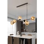 Fer Avize Simao Modern Tasarım Siyah Renk Bal Camlı Salon - Yemek Masası Üstü - Mutfak Sıralı 6 Lı Avize