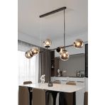 Fer Avize Simao Modern Tasarım Siyah Renk Füme Camlı Salon - Yemek Masası Üstü - Mutfak Sıralı 6 lı Avize