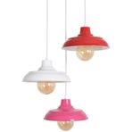 Fer Avize Sinyor Modern Tasarım Salon - Mutfak - Cafe - Pembe - Kırmızı - Beyaz Renk Sarkıt 3 Lü Avize