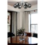 Fer Avize Tanya Modern Tasarım Mutfak - Salon - Yatak Odası - Tavan GRİ Renk Füme Camlı 6 Lı Avize - Krom - Füme