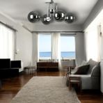 Fer Avize Tanya Modern Tasarım Mutfak - Salon - Yatak Odası - Tavan Krom Renk Füme Camlı 4 Lü