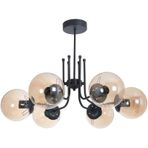 Fer Avize Tanya Modern Tasarım Mutfak - Salon - Yatak Odası - Tavan Siyah Renk Bal Camlı 6 Lı Avize