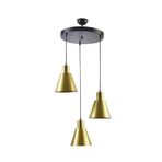 Fer Avize Trend Modern Metal Sıvama Gold Renk Sarkıt Cafe -yemek Masası Üstü -salon 3 Lü Avize