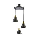 Fer Avize TREND MODERN METAL SIVAMA SİYAH RENK SARKIT Cafe -Yemek Masası Üstü -Salon 3 LÜ AVİZE