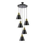 Fer Avize TREND MODERN METAL SIVAMA SİYAH RENK SARKIT Cafe -Yemek Masası Üstü -Salon 5 Lİ AVİZE