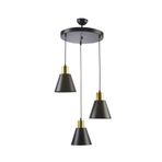 Fer Avize TREND Modern Sarkıt Metal Siyah Renkli Cafe -Yemek Masası Üstü -Salon 3 lü Avize
