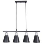 Fer Avize Trend Modern Tasarım Mutfak Salon Oturma Odası Gri Duylu Siyah Renk 4 Lü Avize
