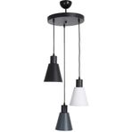 Fer Avize Trend Modern Tasarım Salon - Mutfak - Cafe Siyah - Beyaz - Antrasit Renk Sarkıt 3 Lü Avize