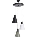 Fer Avize Trend Modern Tasarım Salon - Mutfak - Cafe Siyah - Yeşil - Beyaz Renk Sarkıt 3 Lü Avize