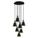 Fer Avize Trend Özel Tasarım Spor Modern Metal Başlıklı Sarkıt Siyah Cafe - Mutfak 7 li Avize