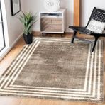 Fera Halı Makinede Yıkanabilir Kaymaz Taban Leke Tutmaz Mutfak Halısı Salon Halısı ve Yolluk - 80 x 200 cm - Beyaz - Kahverengi