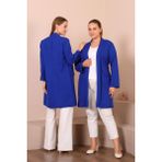 FERACE Blazer Buyuk Beden Kadin Ceket Tesettur Giyim Blazer Ceket - 40 - Mavi