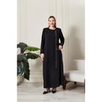 Ferace Kadın Büyük Beden Etamin Taş İşlemeli Abaya