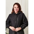 FERACE Kadın Büyük Beden Kapitone Kap - Siyah - 2XL