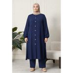 Ferace Kadın Büyük Beden Keten Ayrobin 2'li Takım (Tunik - Pantolon)