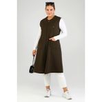 FERACE Kadin Buyuk Beden Uzun Yelek Ottoman Çelik Örme - 7XL - Haki