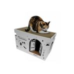 FERAH PLASTİK Kedi Tırmalama Evi & Karton Tırmalama Tahtası Kedi Evi, Tırmalama Oyuncağı ve Dinlenme Alanı