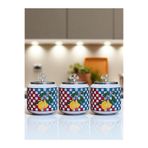 ferayhome Baharatlık 3 lü Oval Büyük Boy Kahve Köşesi Seti 1400 ml (Çay,Kahve,Şeker) Damalı Limonlu GÜMÜŞ