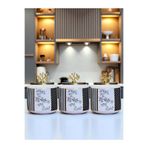 ferayhome Baharatlık 3 lü Oval Büyük Boy Kahve Köşesi Seti 1400 ml (Çay,Kahve,Şeker) Flower Desen Gold