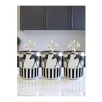 ferayhome Baharatlık Silindir 3 lü Set Kahve Köşesi Zebra At Desenli 750 ml Mercan GÜMÜŞ - Feray Home