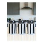 ferayhome Baharatlık Silindir Seramik Kapaklı Büyük Boy 3 lü Kahve Köşesi Seti Dik Çizgi 750 ml Hacimli GÜMÜŞ