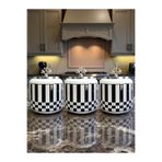 ferayhome Büyük Boy Kahve Köşesi Seti Oval Baharatlık 1400 ml (Çay,Kahve,Şeker) Siyah Kare Dİk Çizgi GÜMÜŞ