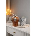 ferayhome Dekoratif Obje Aslanlı Kahverengi Mermer Silindir Ceramic Desen GÜMÜŞ - Feray Home