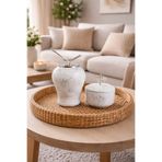 ferayhome Dekoratif Obje Gümüş Dallı Beyaz Gümüş Mermer Şah Küp Mercan Zamaklı Obje - Feray Home