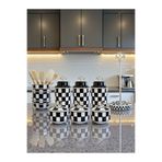 ferayhome Mutfak Çeyiz Seti 104 Kahvaltılık Baharatlık Kaşıklık Havluluk Siyah Damalı Desen GÜMÜŞ