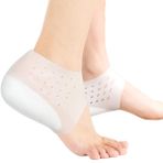 FERCAISH Silikon topuk çorabı, yüksekliği artırma, iç taban, görünmez topuk yastığı, topuk koruması, jel topuk dikeni tabanlığı, erkekler ve kadınlar için (beyaz, 2 cm)