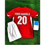 Ferdi Kadıoğlu Türkiye Milli Takımı Euro 2024 Çocuk Deplasman Forması 4'lü Set - 6 - 7 Yaş - Kırmızı