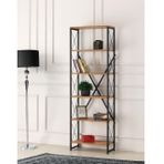 Ferforje Ahşap 5 Raflı Çam Kitaplık, 60X30X180