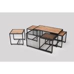 Ferforje Ahşap Tarz 4 Zigonlu Orta Sehpa 90x90x44cm