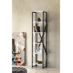 Ferforje Beyaz Ahşap 5 Raflı Kitaplık 40x30x180