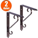 Ferforje Raf Altı Ayak Dekoratif Raf Tutucu 155 x 230 mm Bakır Montaj Aparatı (2 Adet)