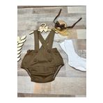 Feriatolye Kahverengi vintage erkek bebek romper 1 yaş çekim kıyafeti