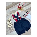 Feriatolye Lacivert Kırmızı Mickey Mouse Erkek Bebek Salopet Papyon Çorap Takımı Pasta Patlatma Mickeymousee1