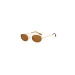 Ferin Kahverengi Retro Oval Metal Çerçeve İnce Sap Unisex UV400 Vintage Retro Güneş Gözlüğü