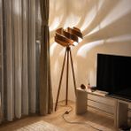 Ferisa Home Bohem Modern Sarmal Lambader, Ahşap Görünümlü Dekoratif Ayaklı Lamba, Salon Oturma Odası Yatak Odası İçin Şık Aydınlatma (Ceviz)