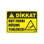 Ferizli Reklam Kot Farkı Düşme Tehlikesi Iş Güvenliği Levhaları – Uyarı ve Ikaz Tabelaları (25×35, 35×50, 50×70 Cm) - 35x50 Cm - 4.5mm Foreks (Dekota)