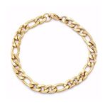 Ferizz 22 Ayar Altın Kaplama 6 Mm Figaro Unisex Bileklik-18cm-21cm Boy