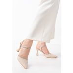 Fermoda Kadın Taşlı Stiletto Ten Rengi 9 Cm Topuklu Abiye Ayakkabı