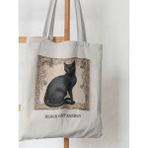 Fermuarlı Beyaz Bez Çanta – Kedi Desenli Kumaş Çanta – Günlük Kullanım – 35X40 cm - 35*40 cm