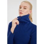 Fermuarlı Crop Triko Kazak - Saks Mavi - Standart