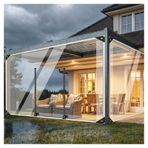Fermuarlı Dış Mekan Şeffaf Tarp Perde Kapı Su Geçirmez Perdeler Pergola, Sundurma, Gazebo, Özelleştirilebilir，şeffaf vinil muşamba，680g / m² için Ağır Hizmet Tipi PVC(H2.2xW3.5m/H7.2xW11.4ft)