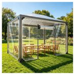 Fermuarlı hava koşullarına dayanıklı pvc branda, Grometli Su Geçirmez Branda,Dış Mekan Şeffaf Tarp Perdeler, Şeffaf PVC Koruyucu Branda, Sundurma,Güverte,Balkon,Pergola(H2.2xW3.5m/H7.2xW11.4ft)