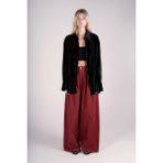 Fermuarlı Kadife Oversize Gömlek - Siyah - 38