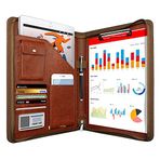 Fermuarlı Padfolio Organizatör, WRIYES Deri Ajanda Klasörü, Belgeler için 25 cm Portföy Klasörü, Erkekler ve Kadınlar için Mektup Boyutunda Kartvizit Tutucu (Kahverengi)