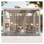 Fermuarlı şeffaf su geçirmez branda, Grometli Ağır Hizmet Tipi Anti-UV ve Yırtılmaya Dayanıklı Branda, Sundurma, Pergola, Gazebo, Balkon, Veranda için Hava Koşullarına(H2.5xW2m/H8.2xW6.5ft)