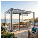Fermuarlı Su Geçirmez Dış Mekan Şeffaf Perde, ağır hizmet tipi su geçirmez tenteler, Gazebo Pergola Veranda Sundurma Carport Şeffaf Yan Paneller, UV Korumalı Branda(H2.3xW2m/H7.5xW6.5ft)